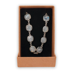 Pulsera plata 925 con piedras naturales de piedra luna talla cojín