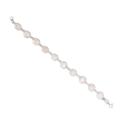 Pulsera plata 925 con piedras naturales de piedra luna talla cojín