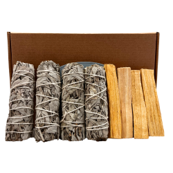 Kit de 4 Atados de Salvia Blanca Californiana y 4 Sticks de Palo Santo