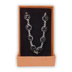 Handmade 925 Silver Bracelet with Natural Onyx – Adjustable 18-19 cm