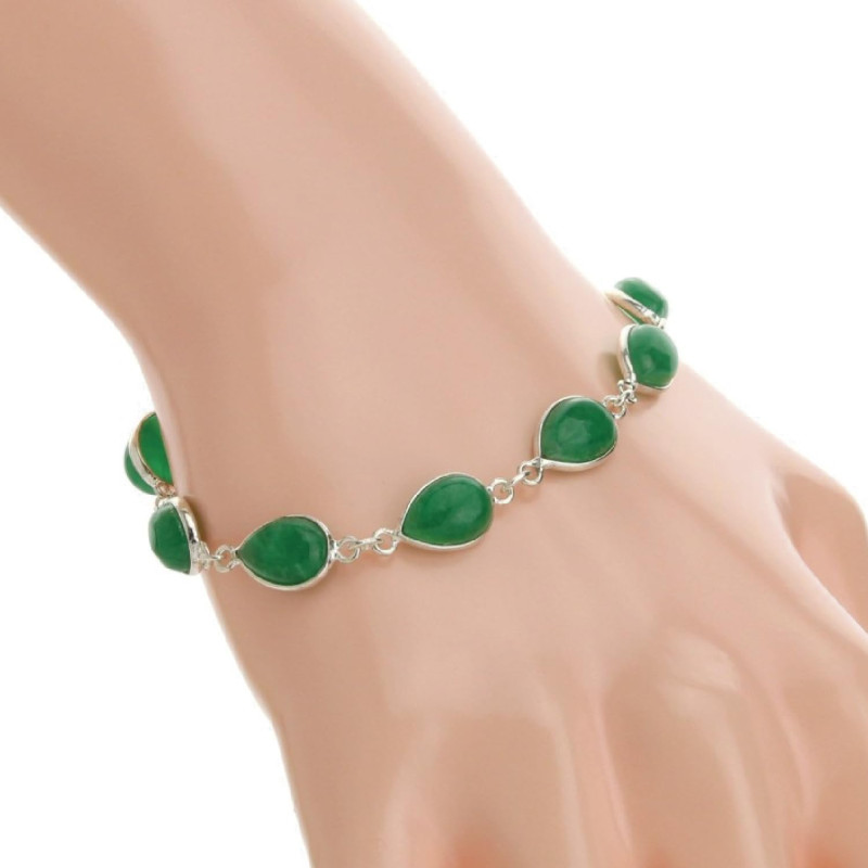 Pulsera Artesanal de Zafiro Verde – Plata 925 | Joyería Minimalista