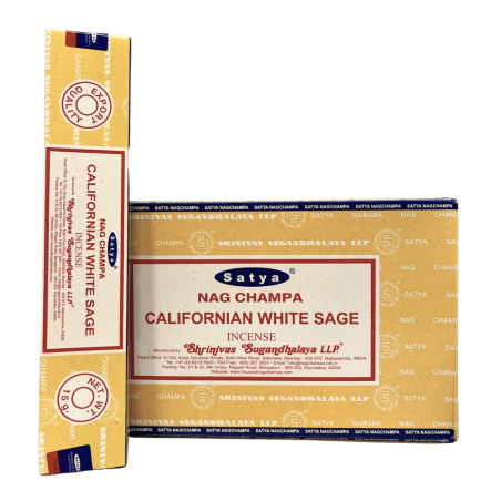 Varillas de Incienso Satya Nag Champa Salvia Blanca Californiana 180g