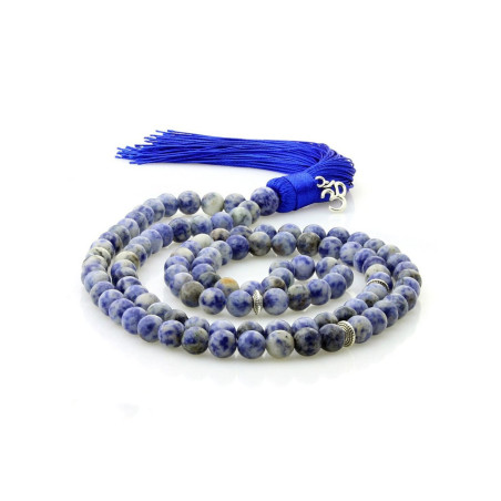 Buddhist Japa Mala Speckled Blue Jasper – 108 Beads for Meditation
