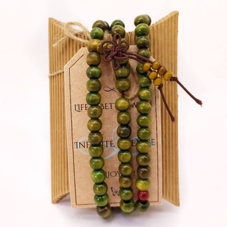 Japa Mala Budista Madera Verde – 108 Cuentas para Meditación 2