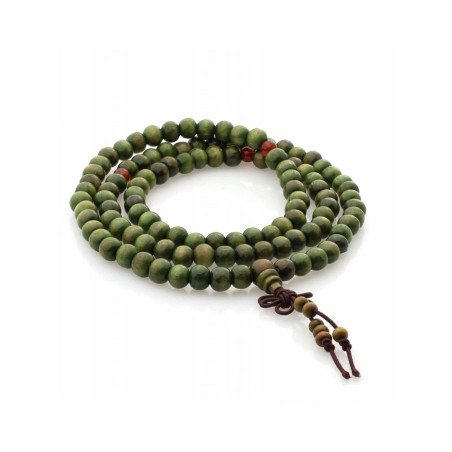 Japa Mala Budista Madera Verde – 108 Cuentas para Meditación