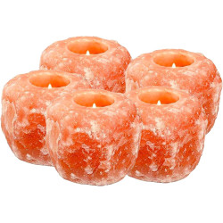 Pack 5 Portavelas de Sal del Himalaya – Naturales y Artesanales