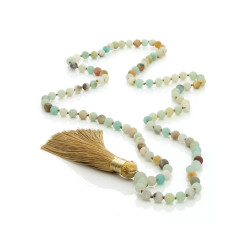 Japa Mala Budista Artesanal de Amazonita con Símbolo OM