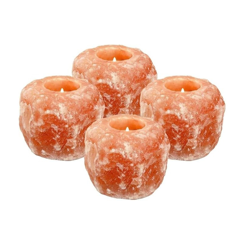 Set de 4 Portaespelmes de Sal Rosa de l’Himàlaia | Artesanals i Llum C