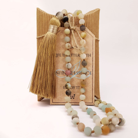 Handmade Amazonite Buddhist Japa Mala with OM Symbol 2