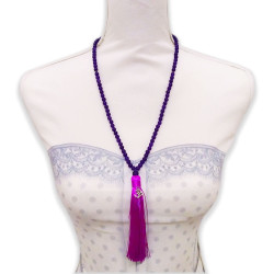 Japa Mala Budista Jade Morado – 108 Cuentas con Símbolo OM