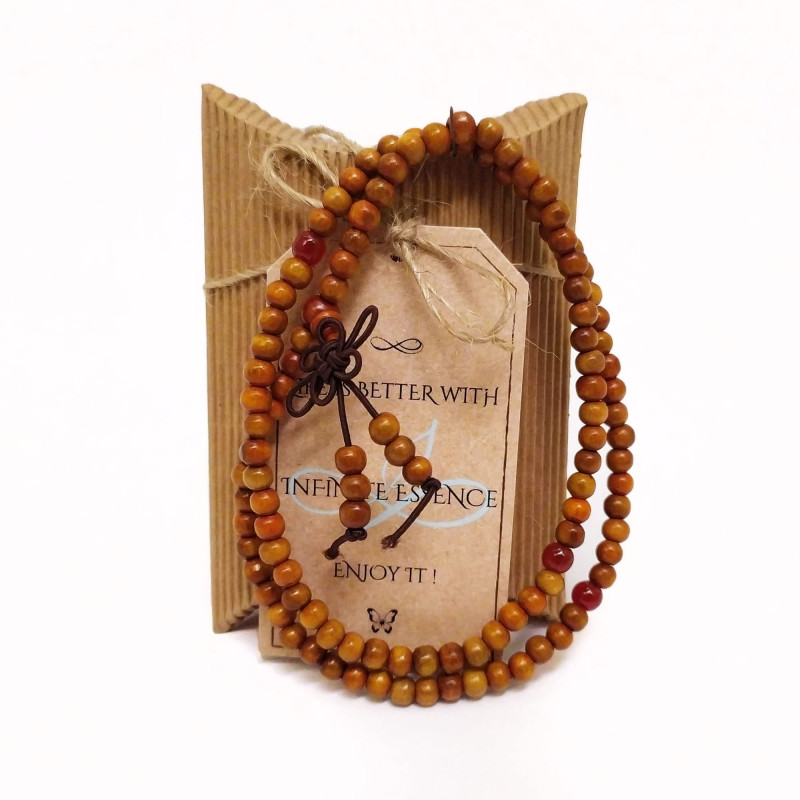 Wooden Japa Mala Pendant – 108 Beads, Meru