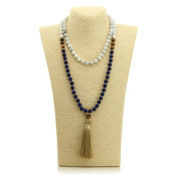 Lapislazuli, Tiger Eye & Howlite Buddhist Japa Mala – 108 Beads