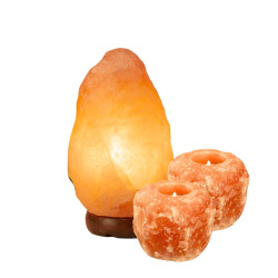 Set Làmpada Sal Himàlaia 2–3 kg + 2 Portallums | Decoració Natural