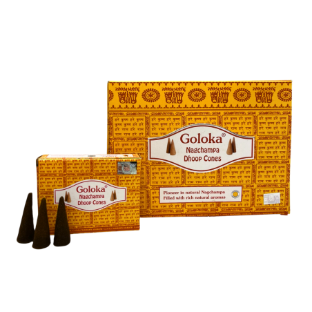 Goloka Nag Champa Incense Cones - 10 Cones x 12 Boxes