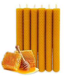 Honey Candle Pack of 6 - 20 x 2 cm | 100% Pure Beeswax