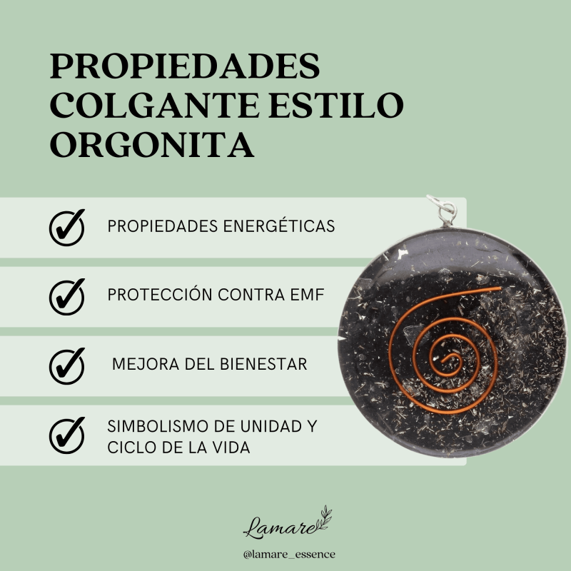 Penjoll Cercle Orgonita amb Shungita - Protecció i Energia