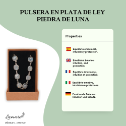 Pulsera plata 925 con piedras naturales de piedra luna talla cojín