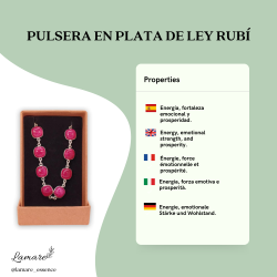 Polsera de plata 925 amb pedres naturals de rubí talla coixí