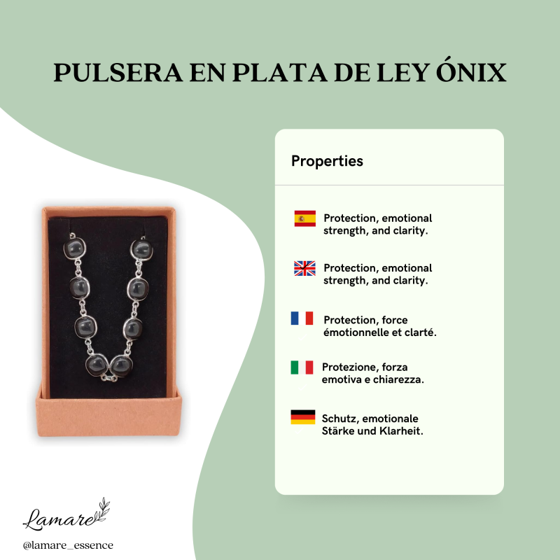 Polsera Artesanal de Plata 925 amb Ònix – Elegància i Protecció