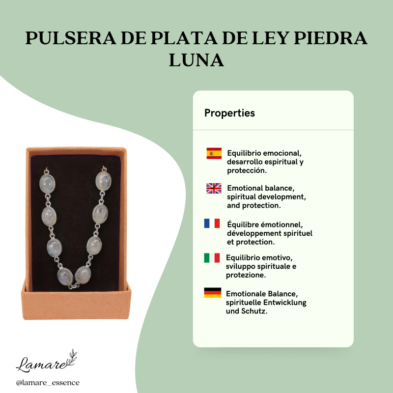 Pulsera Artesanal de Piedra Luna – Plata 925 | Joyería Minimalista