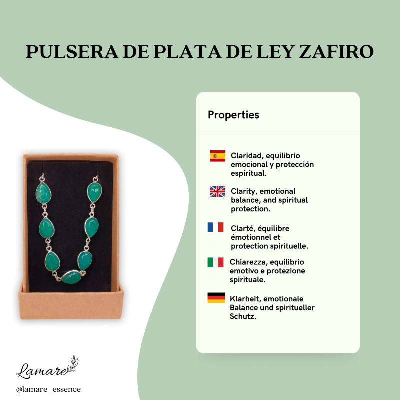 Pulsera Artesanal de Zafiro Verde – Plata 925 | Joyería Minimalista