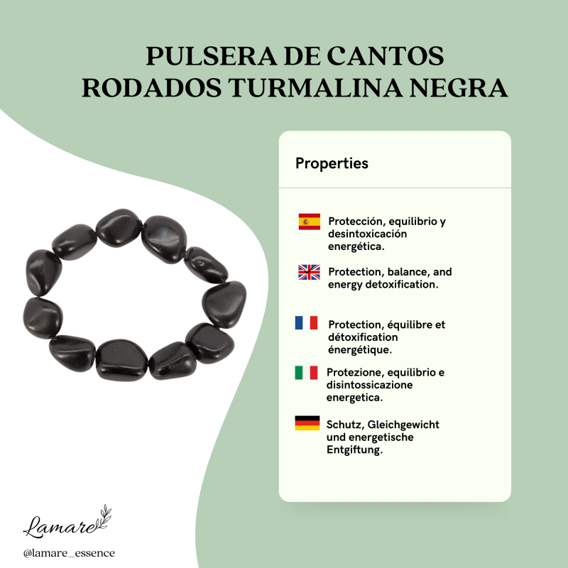Polsera de Còdols de Turmalina Negra | Protecció i Energia Positiva