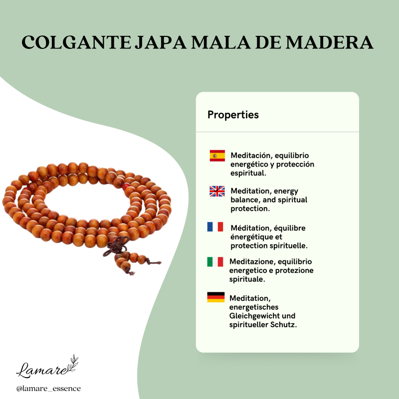 Collaret Japa Mala de Fusta – 108 Boles, Meru