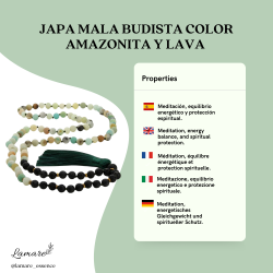 Japa Mala Budista de Amazonita y Lava – 108 Cuentas