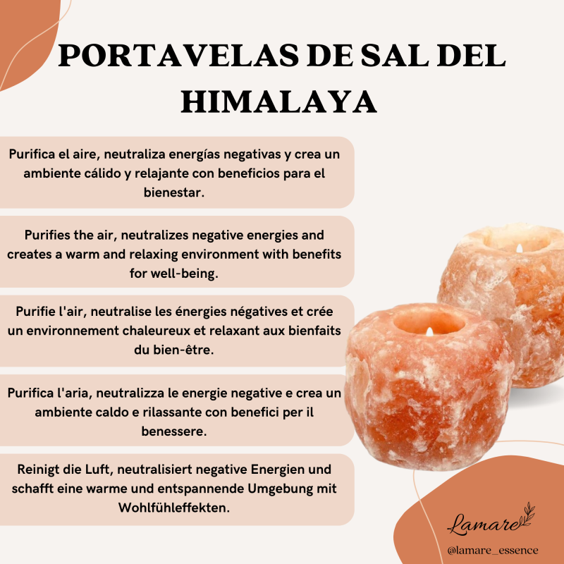 Pack 5 Portaespelmes de Sal de l’Himàlaia – Naturals i Fets a Mà
