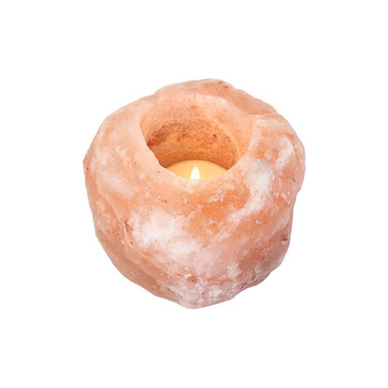 Portavelas de Sal Rosa del Himalaya | Artesanal y 100% Natural