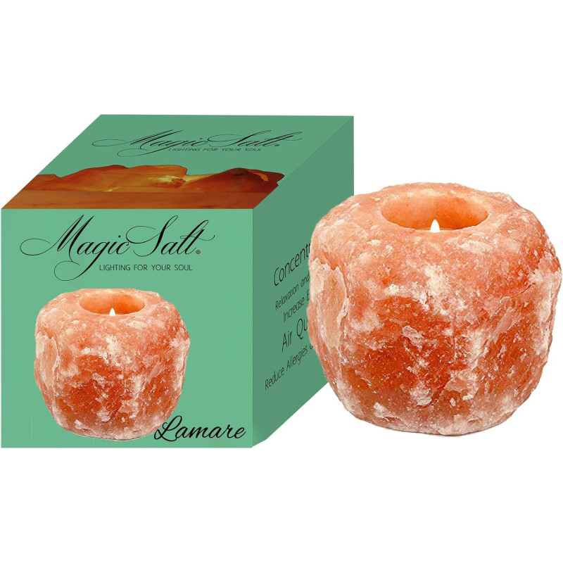Portavelas de Sal Rosa del Himalaya | Artesanal y 100% Natural