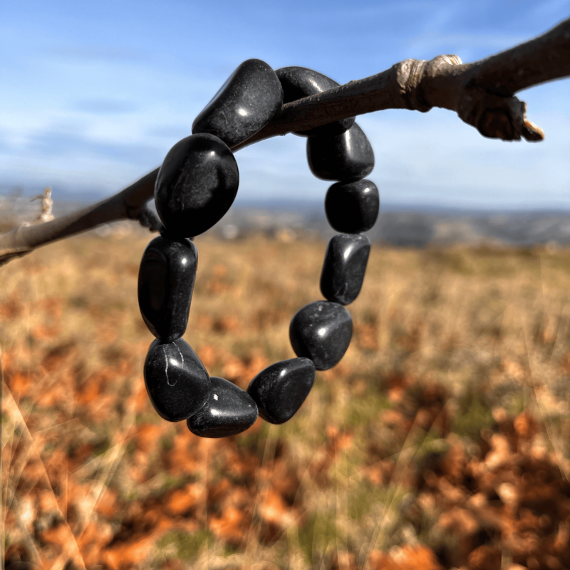 Black Tourmaline Tumbled Stone Bracelet | Protection & Positive Energy