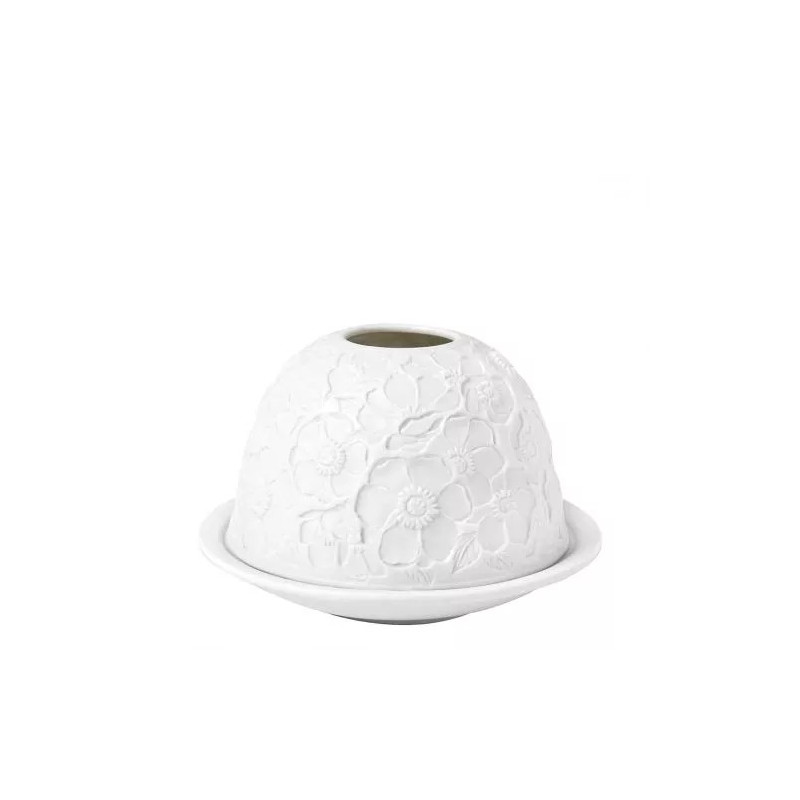 Portaespelmes de Litofania Floral – Porcellana
