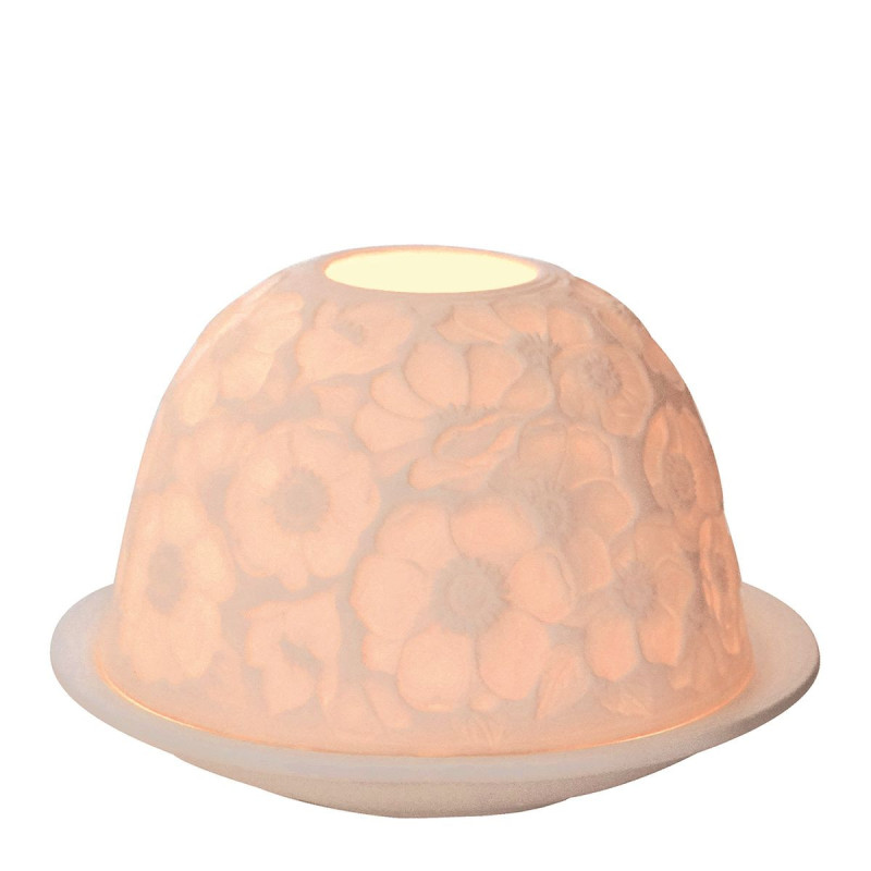 Portaespelmes de Litofania Floral – Porcellana