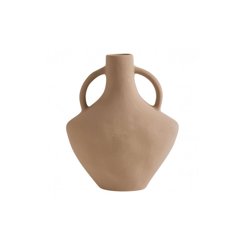 Jarrón Decorativo Ánfora Cerámica Beige Mate Mediterráneo
