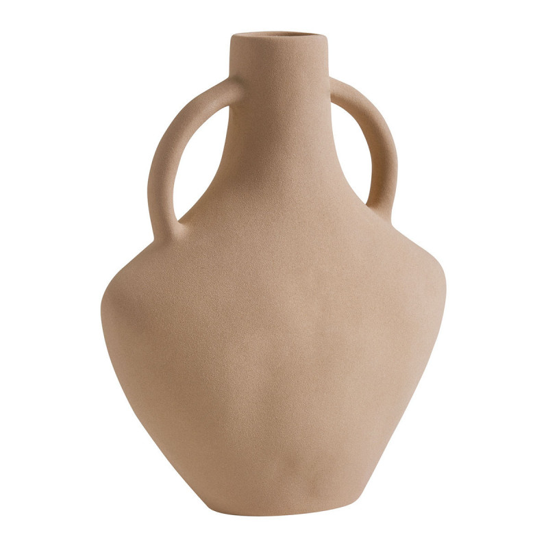 Jarrón Decorativo Ánfora Cerámica Beige Mate Mediterráneo