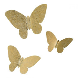 Set de 3 Mariposas Decorativas de Metal – Acabado Latón Elegante