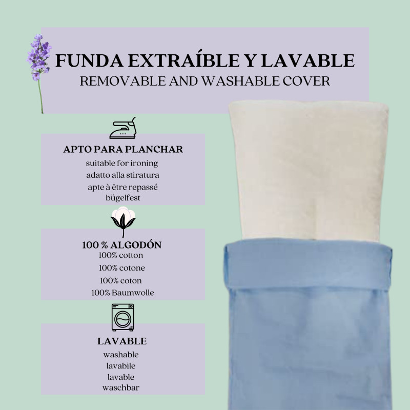 Saco Térmico de Lavanda Azul Claro: Relajación y Alivio Natural