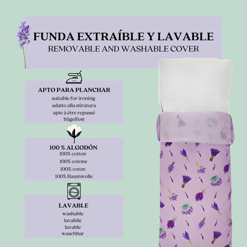 Sac Tèrmic per a Ulls Estampat amb Lavanda - Relaxació Total