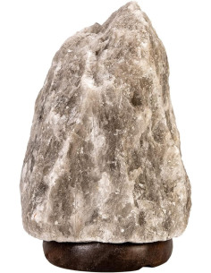 Lámpara de Sal del Himalaya Natural – Base de Madera, Luz Cálida