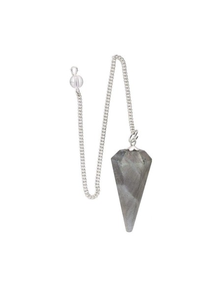 Faceted Natural Stone Pendulum Labradorite | Dowsing & Energy Tool