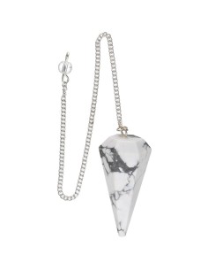 Faceted Natural Stone Pendulum Howlita| Dowsing & Energy Tool