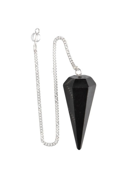 Faceted Natural Stone Pendulum Black Tourmaline
