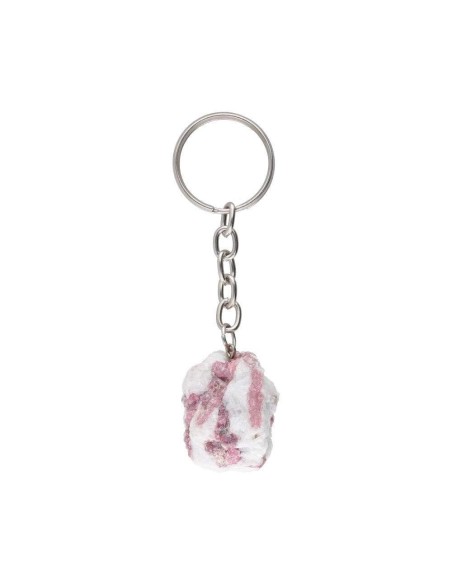 Raw Point Keychain – with Metal Ring (Pink Turmaline)