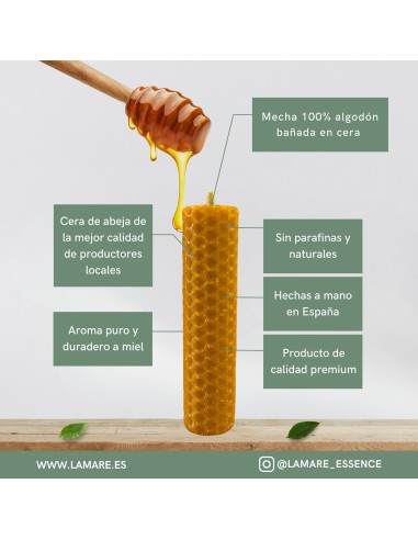 Vela Artesanal de Cera de Abeja 100% Pura | Hecha a Mano en España
