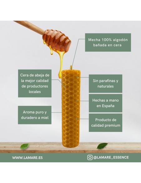 Vela Artesanal de Cera de Abeja 100% Pura | Hecha a Mano en España
