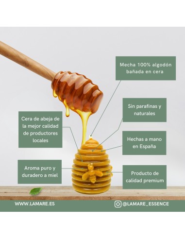 Vela de Miel de Abeja 100% Natural 4 x 4 cm – Artesanal y Natural