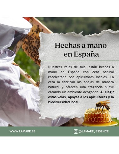 Vela de Miel de Abeja 100% Natural 4 x 4 cm – Artesanal y Natural