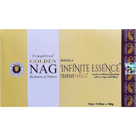 Vijayshree Golden Nag Infinite Essence- Edición Limitada - Fragancia Exclusiva Salvia Blanca y Lavanda - 12 Cajas de 15g