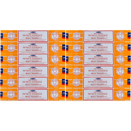 Satya Nag Champa Infinite Essence - Edición Limitada - Fragancia Exclusiva Palo Santo y Vainilla - 12 Cajas de 15g
